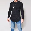 Мужская футболка с длинным рукавом в стиле хипстер в стиле хип-хоп, базовая футболка Henley для мужчин, облегающий хлопковый эластичный пуловер с изогнутым краем13336168609100