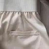 Femmes été satin large jambe pantalon décontracté grande taille lâche taille haute solide pantalon femme coréenne élégante droite 211115