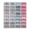12 adet Ayakkabı Kutusu Seti Renkli Katlanabilir Depolama Plastik Temizle Ev Organizatör Ayakkabı Raf Yığın Ekran Depolama Organizatör Tek Kutusu 210315