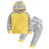 Sonbahar Bebek Erkek Giyim Seti Uzun Kollu Sıcak Kapüşonlu T-Shirt + Pantolon Bebek 2 adet Suit Yenidoğan Sevimli Bebek Kız Giysileri 210309