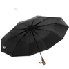 Leodauknow 비즈니스 3 폴딩 완전 자동 검은 색 접착제 Uvproof 및 Windproof Luxury Car Mens Sunny and Rainy Umbrella 210223