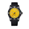 Luxury Brand New Superocean Ceramic Bezel Automatic Mechanical Watch Black Yellow Number Dial Rubber Stainless Steel Sapphire286T