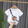 T-tröjor Baby flicka pojke vit t-shirt med tecknad väska spädbarn toddler barn t-shirt bomull kortärmad tee top 1-3Y