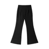 Chic Fashion Office Wear Wide-Legged Byxor Kvinnor Bell Bottom Byxor Vintage High Waist Zipper Fly Kvinna Flared Byxor Q0801