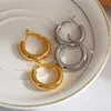 Hoop & Huggie AENSOA Top Quality Gold/Silver Color Copper Alloy Thick Earrings Circle Round Women Men Chunky Hoops Earring Punk Je2183