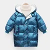 Down Coat Baby Boys Jackets Winter Coats Children Thick Long Kids Warm Outerwear Hooded For Girls Snowsuit Overcoat Clothes Solid Color