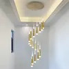 Moderna duplex spiral trappor LED akryl lång ljuskrona svart / silver / guld hänge lampa ljus för villor vardagsrum sovrum kök lägenhet belysning inomhus inredning