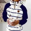 Spring Tops Kvinnors Pullovers Fashion Print Striped Ladies Kläder Casual Hoodies Full Sleeves Mjuk Bekväm Top 210930