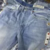 Men's Jeans KAPITAL Men Women Pants Vintage Washed Inlaid Gemstone Distressed Trousers Inside Tag Clothes