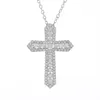 Pendant Necklaces Luxury Trendy Silver Plated Cross For Women And Men Shine White CZ Stone Full Paved Fashion Jewelry Party Gift