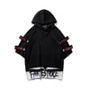 Été manches courtes Harajuku Corée Mode Streetwear One Piece Hip Hop Rock Punk Hommes Noir Rouge Hoodies Sweat Vêtements 201020