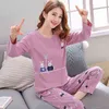 11-16yrs Homewear Long Sleeve Cartoon Printed Tracksuit Children Pajamas Set Thin Big Girls Sleepwear Youth Students Nightwear 211130