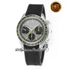 HRF Racing Cal.3330 A3330 Automatyczny Chronograph Mens Watch Grey Texture Dial Black Subdial Yellow Black Rubber Best Edition Puretime HM01A1