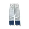Men's Jeans Graffiti Print Ripped Men Stitching Loose Straight Trousers High Street Fashion Streetwear Pants 2022 Rap Hip Hop