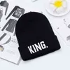 KING QUEEN Beanies Cap Brand Embroidery Warm Winter Hat Knitted Cap Hip Hop Men Women Lovers Hats Street Dance Bonnet Skullies Y21111