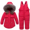 Mantel Kleinkind Jungen Mädchen Kleidung Sets kinder Unten Jacke Winter Super Warm Mit Kapuze Echtpelz Kinder Kostüm Schnee Anzug dick