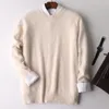 100％ミンクカシミヤセーター男性秋冬古典的なシンプルな基本的な暖かいプルオーバースウェーロジャンパー男性服プルホムハイバー