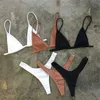 Bikinis Set Brazilian Girls Swimming Suits Bikini Small Cup+ High Cut Style Beach Biquini Solid Black/White Micro Swim Thong