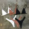 Bikini's Set Braziliaanse Meisjes Badpakken Bikini Kleine Cup Hoge Cut Stijl Strand Biquini Effen Zwart Wit Micro Zwemstring3284459