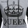 Weyes Kelf Gedruckte Buchstaben König Königin Langarm Paar Kleidung Hoodies Frauen Frau Sweatshirt Langarm Hoodie Kpop 201102