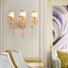 European Restaurant Living Room Crystal Wall Lamp Enkel TV Bakgrund Double Head Glass Light Creative Aisle Corridor Fixture