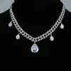 2021 chaîne cubaine collier ras du cou avec grand collier de charme goutte cz pour les femmes mariage tour de cou hip hop mode chaîne tour de cou en gros X0509