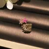 Otwarte regulowane diamentowe liście kwiatów cyrkonu ładne pierścionki luksusowe projektantów modowych pierścionków dla kobiet dziewcząt prezenty 3039723