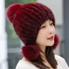 Beanie/Skull Caps X141 Donna Natural Rex Fur Hat Rose Pattern Hair Ball Wire Fodera in tessuto Opzioni di colore multiple Winter Warm Delm22