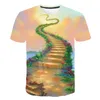 Erkekler T-Shirts T-Shirt 2021 Yaz Çiçek Çiçek 3D Baskı Baskılı Moda Sokağı Trendi All-Match Style325s