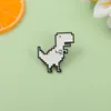 Pixel Dinosaur Emalj Pins Söt Brosch Vit Djur Tecknad Badge Brosch Lapel Kläder Tröja Ryggsäck Kvinnor Barn Rolig Partihandel Smycken Present