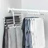Hangers 5 in 1 Multi-functional Trouser Storage Rack Adjustable Pants Tie Shelf Closet Organizer Stainless Steel RRD8180