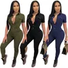 Wholesale long sleeve rompers Womens jumpsuits overalls one piece pants sexy skinny playsuit fashion solid jump suit women clothes klw7235