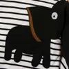 Automne Enfants Ensembles Casual Garçons À Manches Longues O Cou Imprimer Éléphant Rayé T-shirt Pantalon Mignon Filles Vêtements 210629