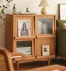 Massivholz-Bücherregal, Schlafzimmermöbel, Wohnung, Glas-Rattan-Aufbewahrungsschrank, Zeitschriftenschrank, einfache, moderne Haushalts-Sideboard-Schränke