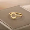 Hollow Out Sun Ringar för Kvinnor Rostfritt Stål Geometrisk Ring Party Finger Ringar Gothic Smycken Bague Gift G1125