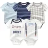 5PCS/LOT Baby Rompers 2021 Short Sleeve 100%Cotton overalls Newborn clothes Roupas de bebe boys girls jumpsuit&clothing 210309