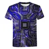 Puce électronique Hip Hop T Shirt Hommes Femmes 3D Machine Imprimé T-shirt Surdimensionné Harajuku Style D'été À Manches Courtes Tee Tops 210809