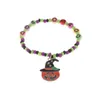 Halloween Beaded Strands Bracelets Jewelry Alloy Enamel Pumpkin Hat Colorful Beads Charm Bracelet Bangeles For Women Party