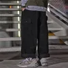 Corduroy Cargo Spodnie Mężczyźni Zima Gruba Luźna Spodnie robocze Streetwear Casual Szeroki Nodze Spodnie Męskie