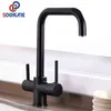 Sognare Zwarte Keukenkraan Drinkwater Filter Kraan Dual Handvat Koude 3-weg Filter Keuken Mixer Taps Torneira Cozinha 211108