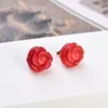 Guaiguai Jewelry Classic 15 mm Natural CARVEN Red Coral Flower 14K Kolczyki do stadnin ręcznie dla kobiet Real Gems Stone Lady Fashion JE9477823