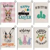 Happy Easter Bunny Garden Flag Double Sized 12.5 x 18 Inch Spring Rabbit House Flag Yard Outdoor Decoration Burlap