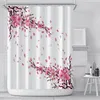 Blommig dusch gardiner romantisk 3d körsbär blomma utskrift dusch gardiner polyester vattentät 180 * 180cm badrum gardin dekor