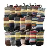Vintage lã espessa meias quentes de inverno padrão de malha de natal hosiery para mulheres homens coloridos