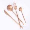 16 stks Gold Matte Servies Set 304 Rvs Bestek Set Diner Mes Vork Lepel Keuken Silverware Set Servies Supply 220106