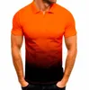 Męska Moda T-Shirt Sportowy Lapel Gradient Tees Casual Koszulki z krótkim rękawem Oddychającą Wygodną Koszula Polo Hot Lato 2021