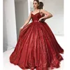 Vestidos de festa vermelhos Prom 2022 mulheres noite formal longa lantejoulas vestido de noite espaguete cintas vestidos de gala vestidos elegantes