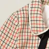 2022 Spring Long Sleeves Peter Pan Neckline Multicolor Jacket French Style Plaid Ribbon Tie Bowknot Panelled Short Jackets Short Outwear Coats O273312