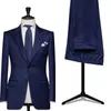 Slim fit Business Men Costumes 2 Pièce De Mariage Tuxedo Peaked Lapel Male Fashion Set Veste avec Pantalon Groom Costumes Nouvelle Arrivée X0909