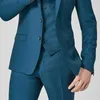 Smoking da sposo da sposa blu navy 3 pezzi personalizzati slim fit abiti da uomo uomo abiti di moda set maschile giacca gilet con pantaloni nuovo X0909